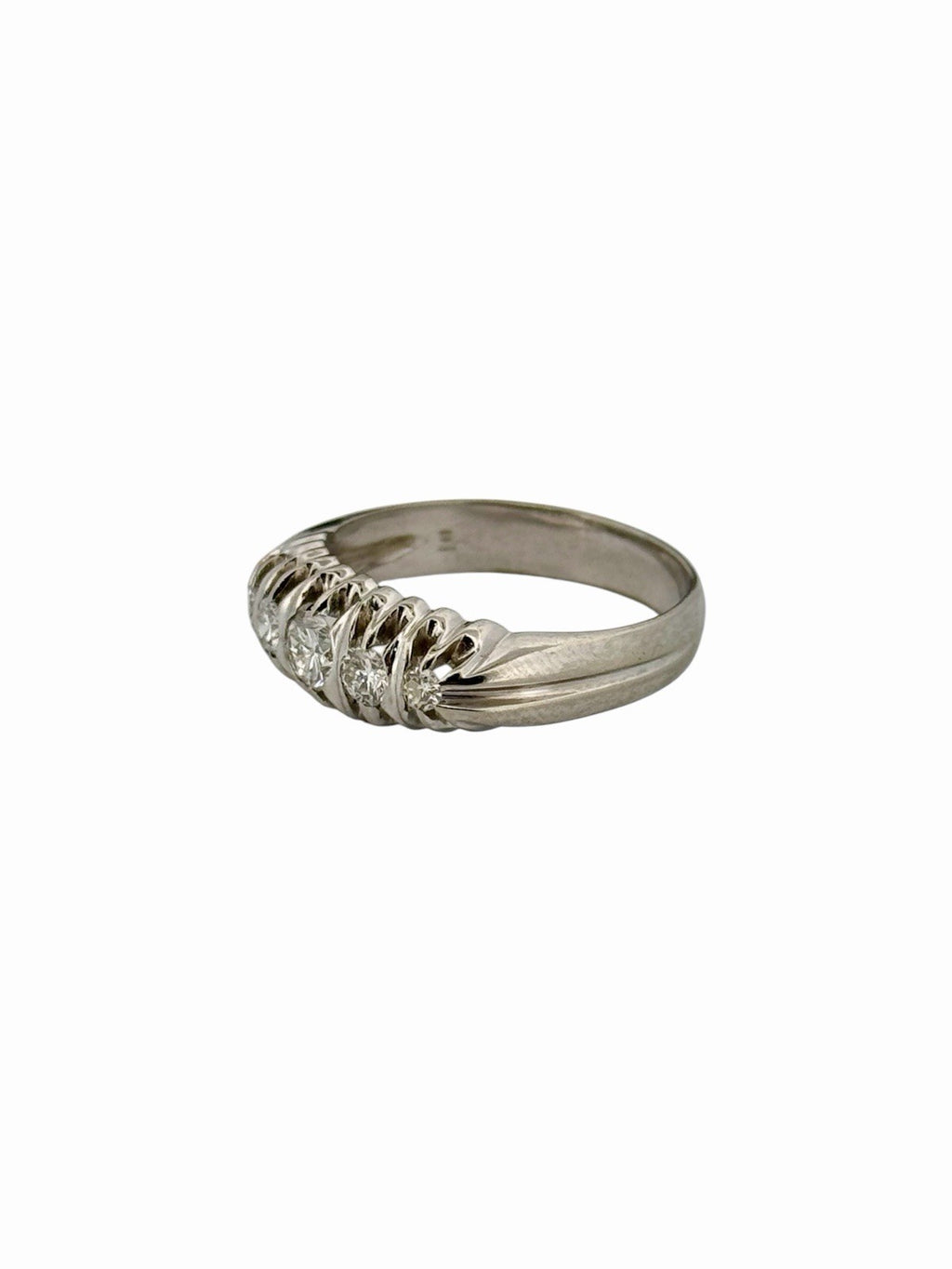 Antique Art Deco 18K White Gold Natural Diamond 5 Stone Ring 0.42ctw Size 9