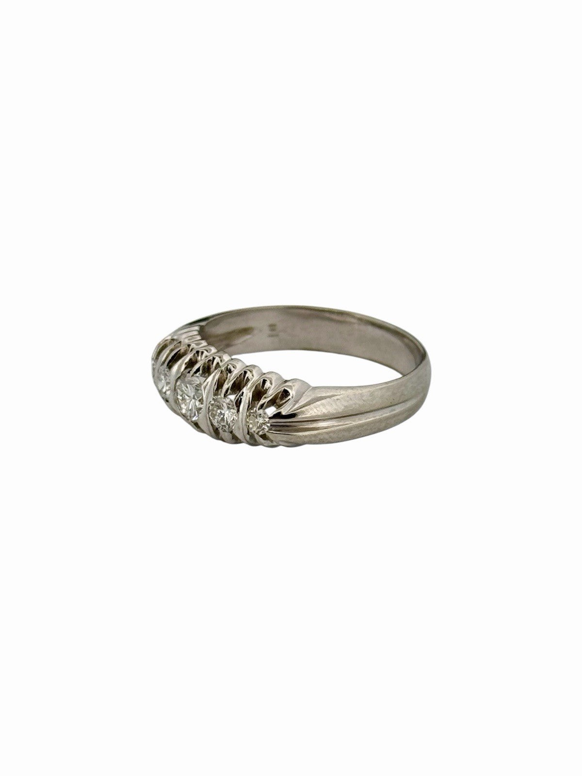 Antique Art Deco 18K White Gold Natural Diamond 5 Stone Ring 0.42ctw Size 9