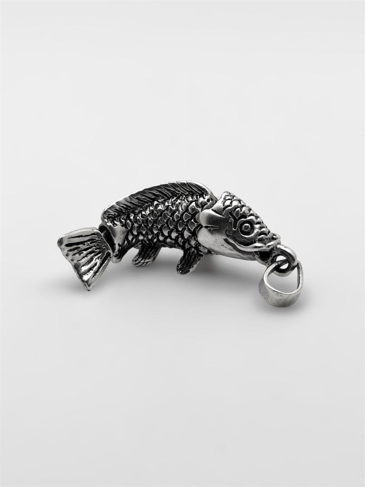 925 Sterling Silver Fish Pendant Articulated Moving Hinged Detailed Charm
