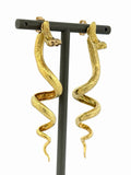 Vintage 14K Yellow Gold Snake Serpent Dangle Drop Earrings 2”