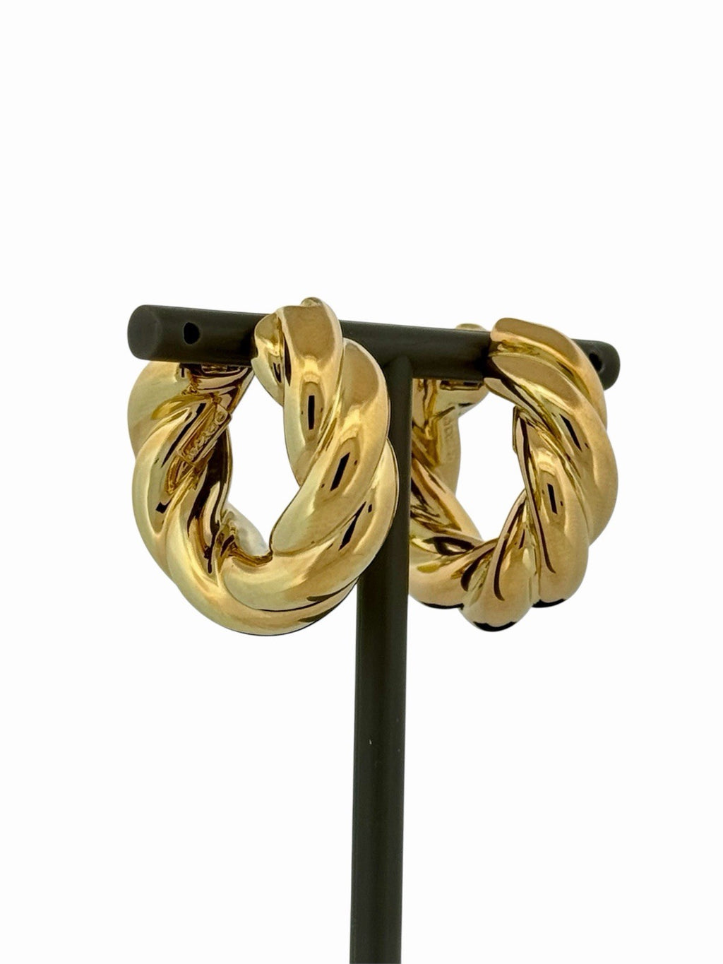 David Yurman Sculpted Cable Hoop Earrings 18K Yellow Gold 24mm