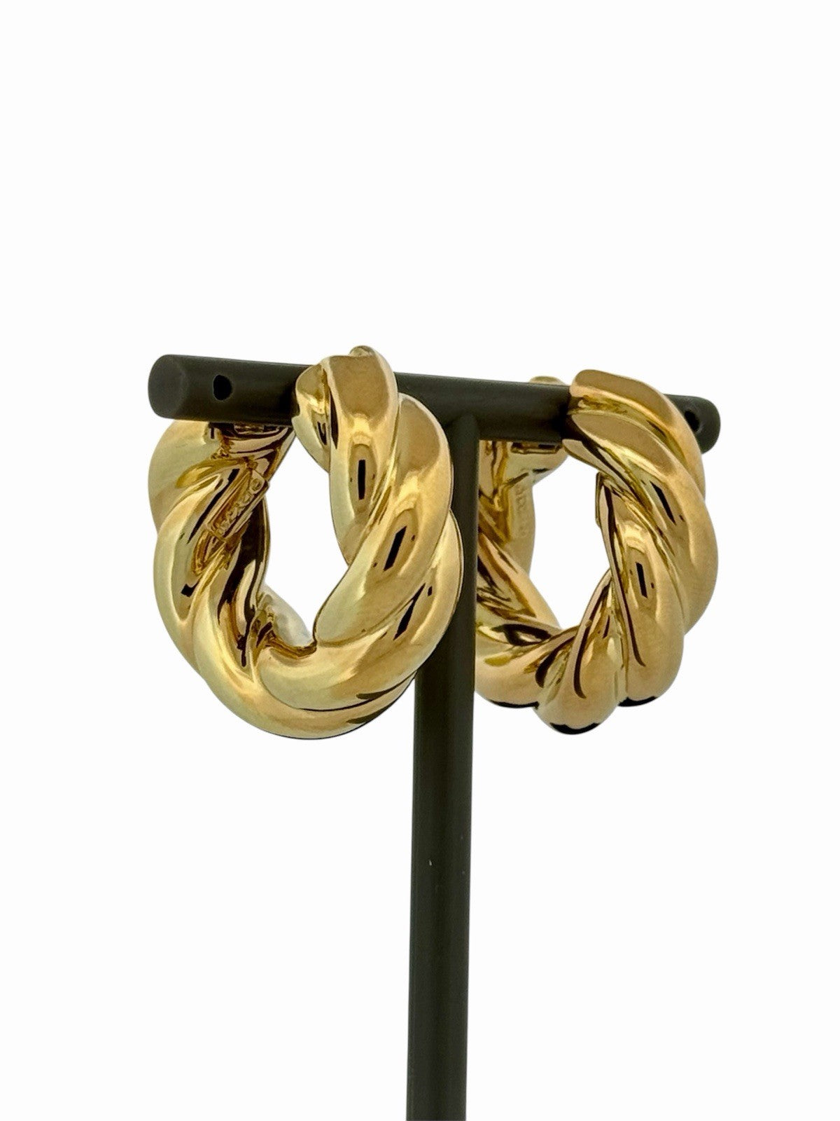 David Yurman Sculpted Cable Hoop Earrings 18K Yellow Gold 24mm