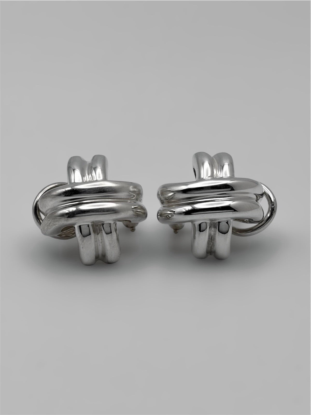 Tiffany & Co. Paloma Picasso Signature X Cross Earrings 925 Silver 18K Gold