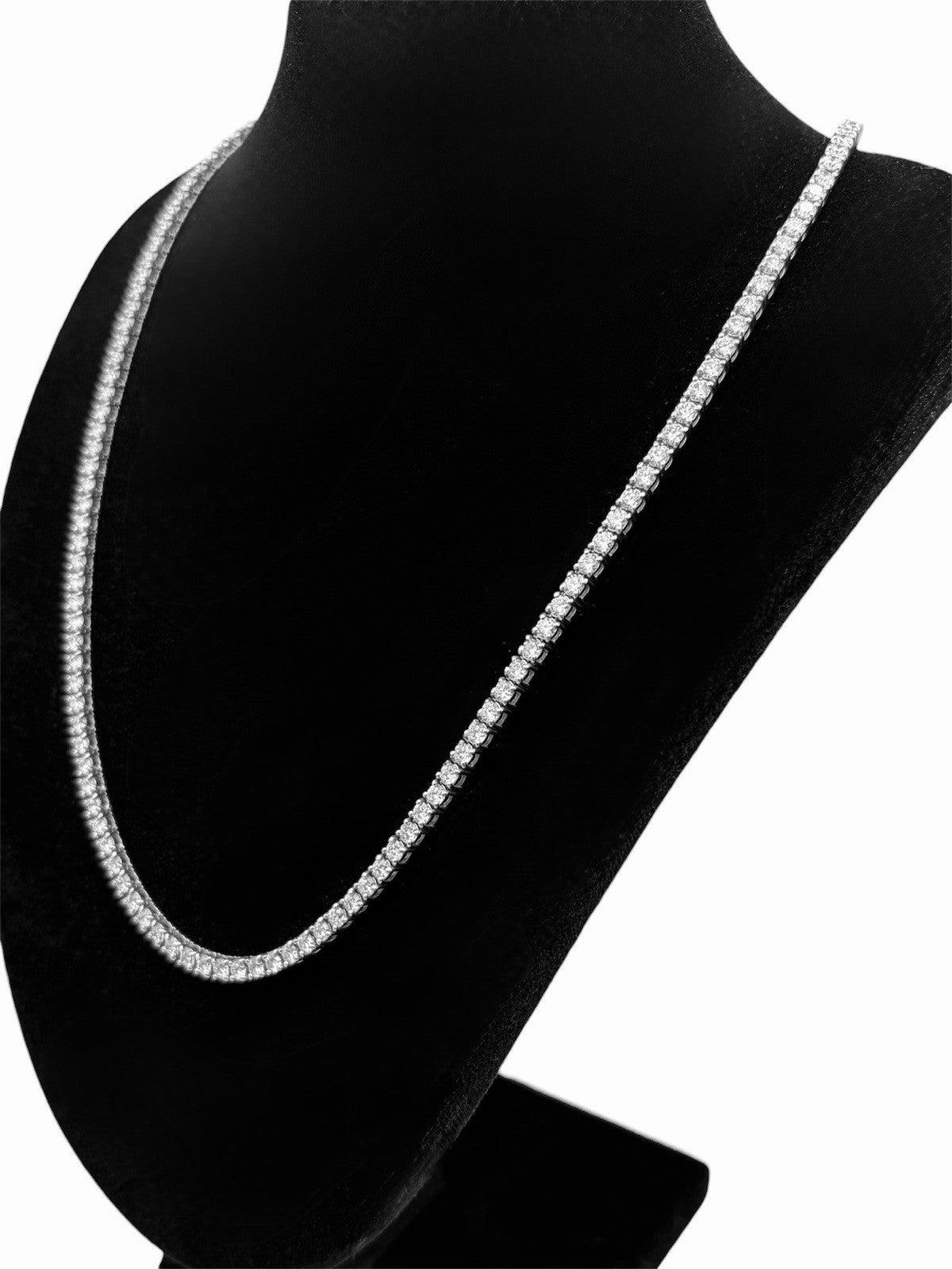 14K White Gold VS+ Lab Grown Diamond 11CT Tennis Chain Necklace 20”