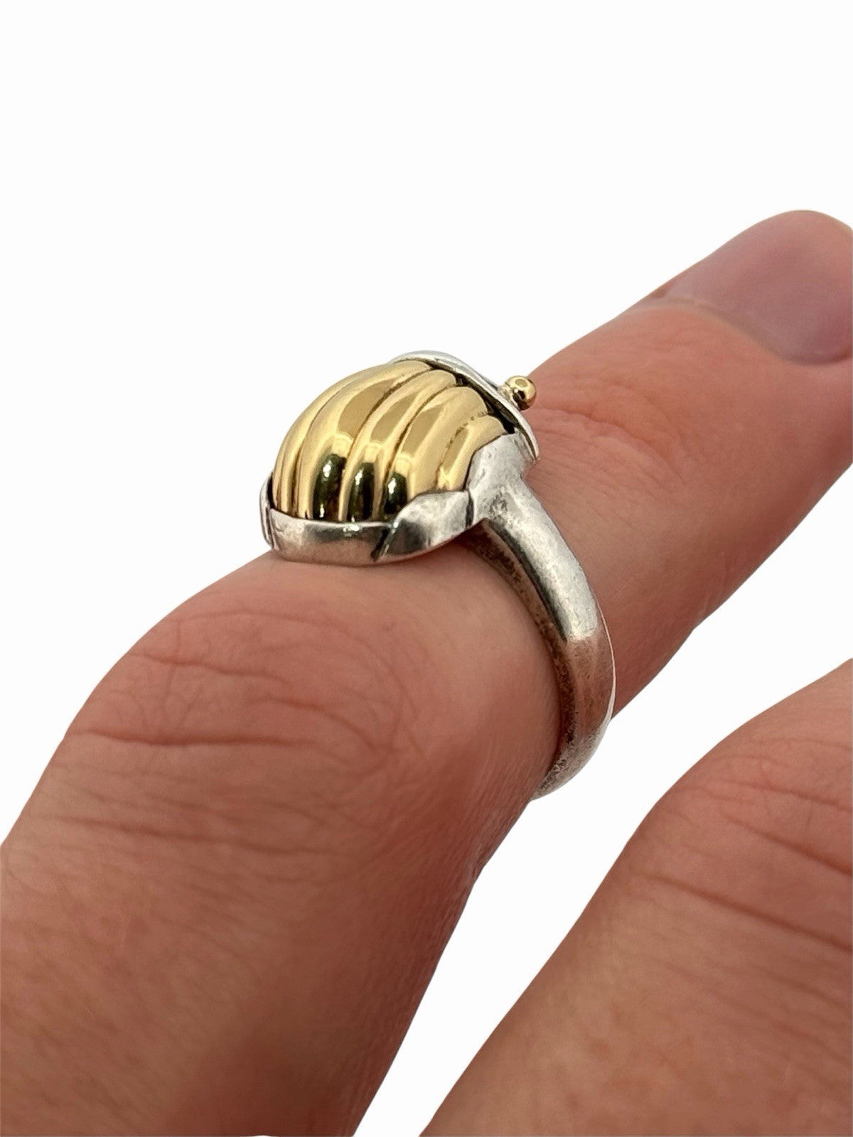 Tiffany & Co. Scarab Beetle Ring 18K Yellow Gold 925 Sterling Silver Size 5