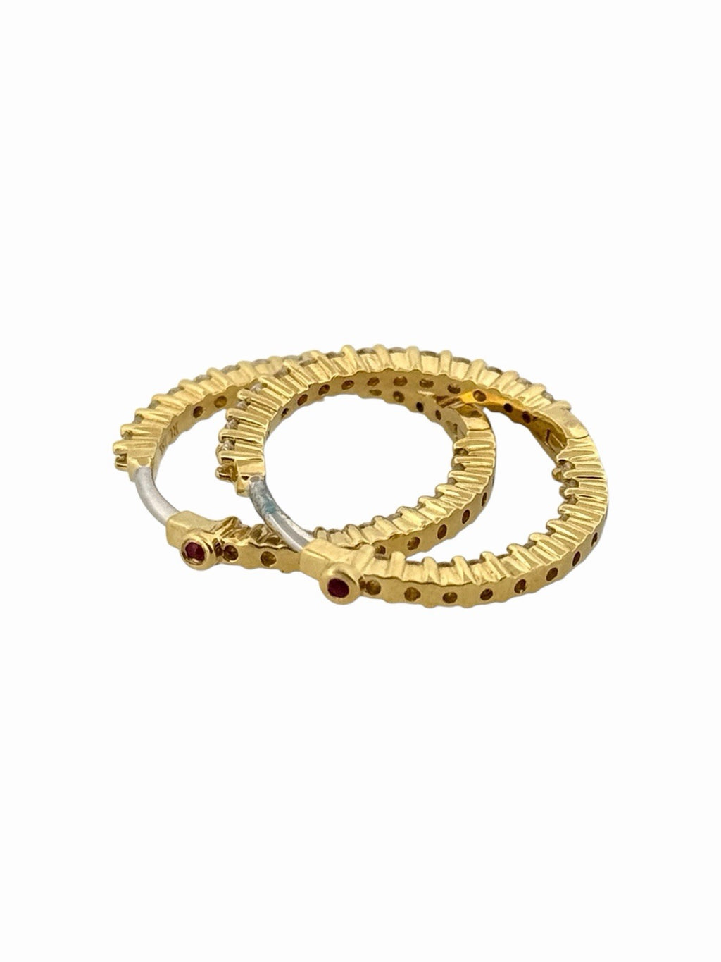 Roberto Coin Inside Out Natural Diamond Hoop Earrings 18K Yellow Gold 1 CTW VS+