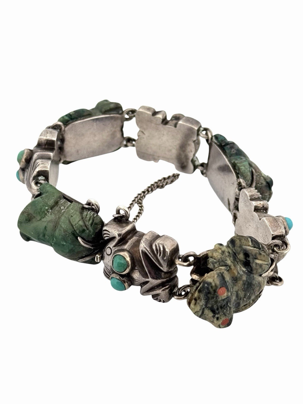 Vintage William Spratling Turquoise Frog Mexico Sterling Silver Bracelet 7.25”