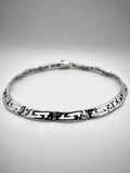Vintage Mexico 925 Sterling Silver Greek Key Collar Choker Necklace 14in