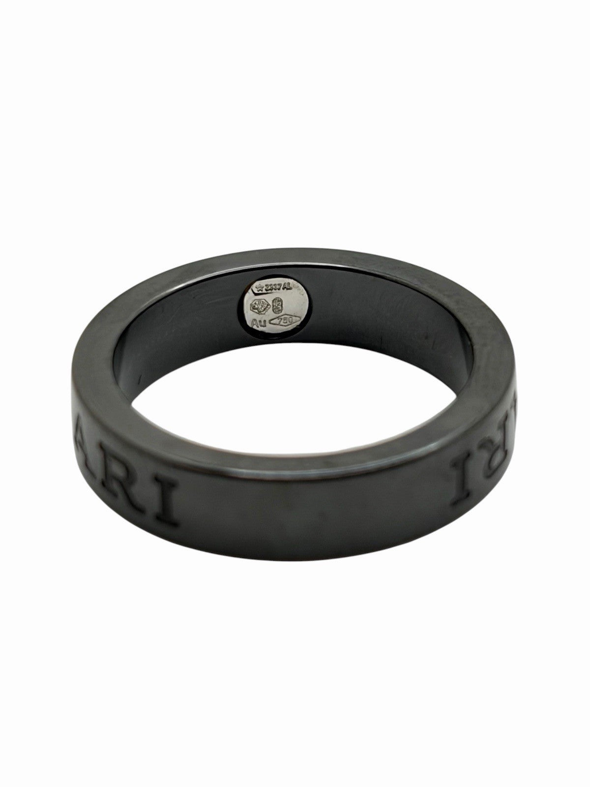 BVLGARI Bvlgari Black Ceramic & 18K White Gold Natural Diamond Ring Size 51 EU