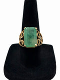 Vintage 18K Yellow Gold Natural Emerald (16mm x 10mm) Large Stone Size 6.75