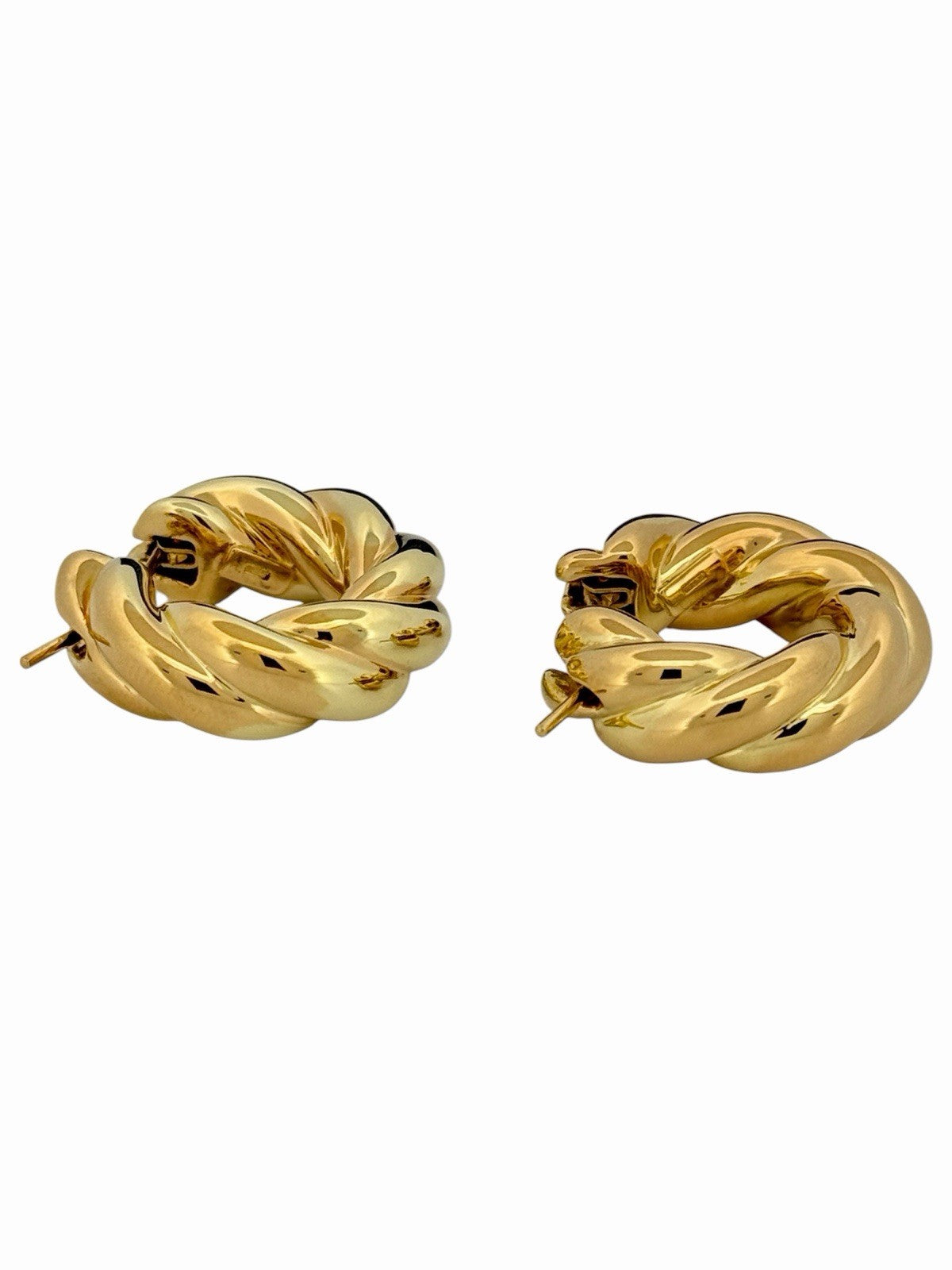 David Yurman Sculpted Cable Hoop Earrings 18K Yellow Gold 24mm