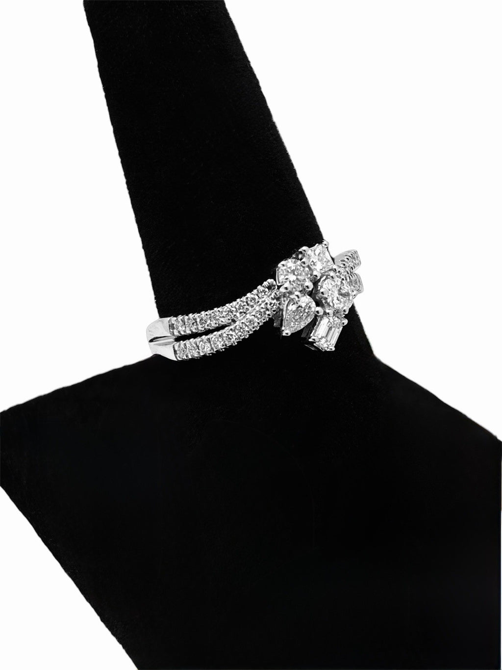 10K White Gold Natural Diamond Cluster Split Shank Ring 0.50 CTW Size 6