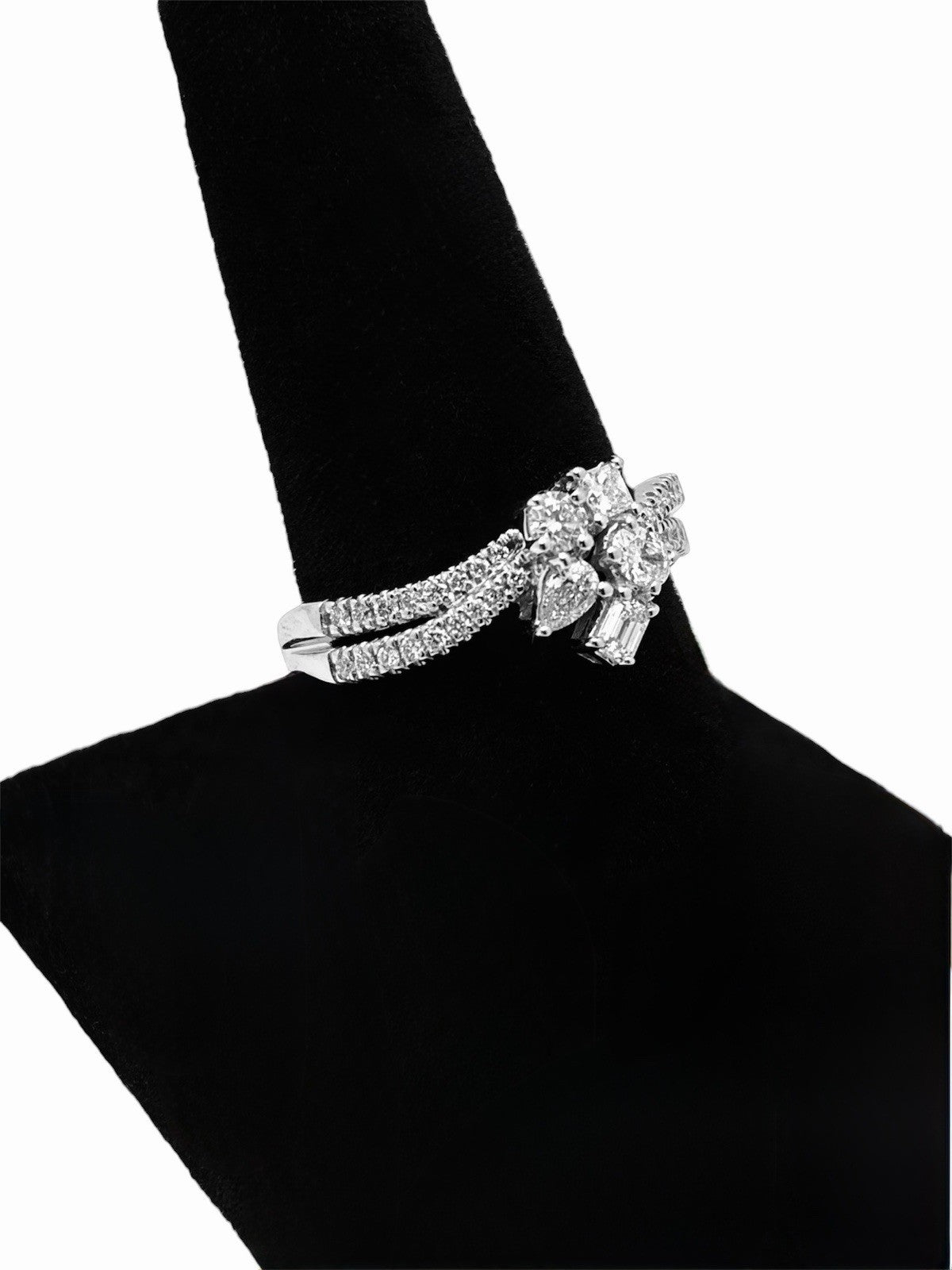 10K White Gold Natural Diamond Cluster Split Shank Ring 0.50 CTW Size 6