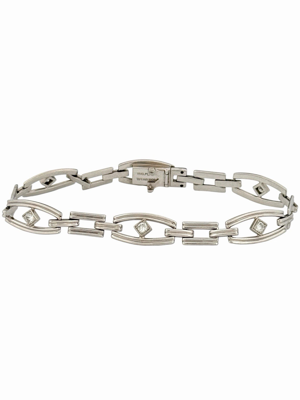 Vintage Tiffany & Co. Platinum Diamond Open Link Deco Style Bracelet 7.1”