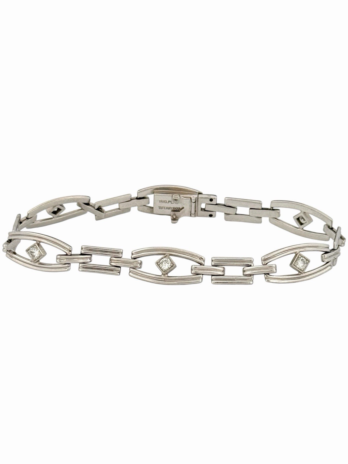 Vintage Tiffany & Co. Platinum Diamond Open Link Deco Style Bracelet 7.1”
