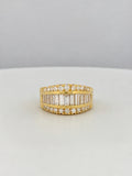 18K Yellow Gold Natural Baguette & Round Diamond Band Ring 2ctw Size 7.5