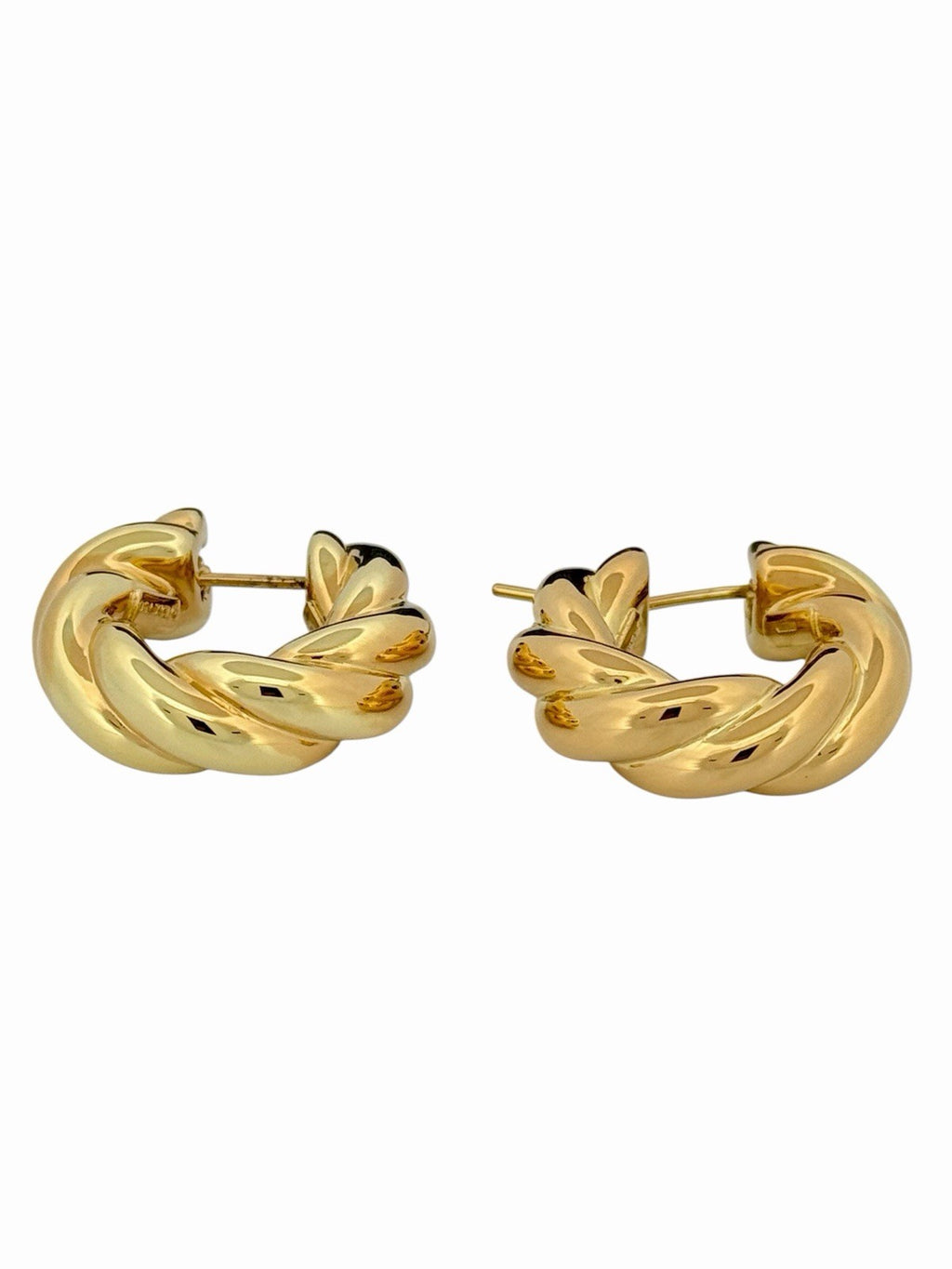 David Yurman Sculpted Cable Hoop Earrings 18K Yellow Gold 24mm