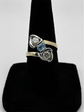 14K Gold Natural Diamond & Blue Topaz Bypass Three Stone Ring 0.75 CTW - Size 6