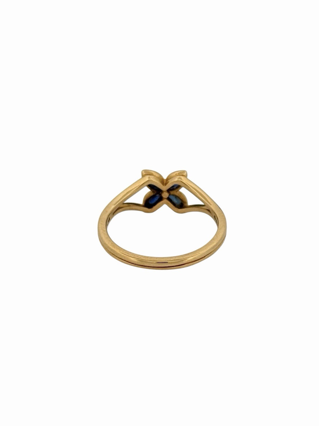 Tiffany & Co. 18K Yellow Gold Sapphire Victoria Cocktail Flower Ring Japan Sz 6