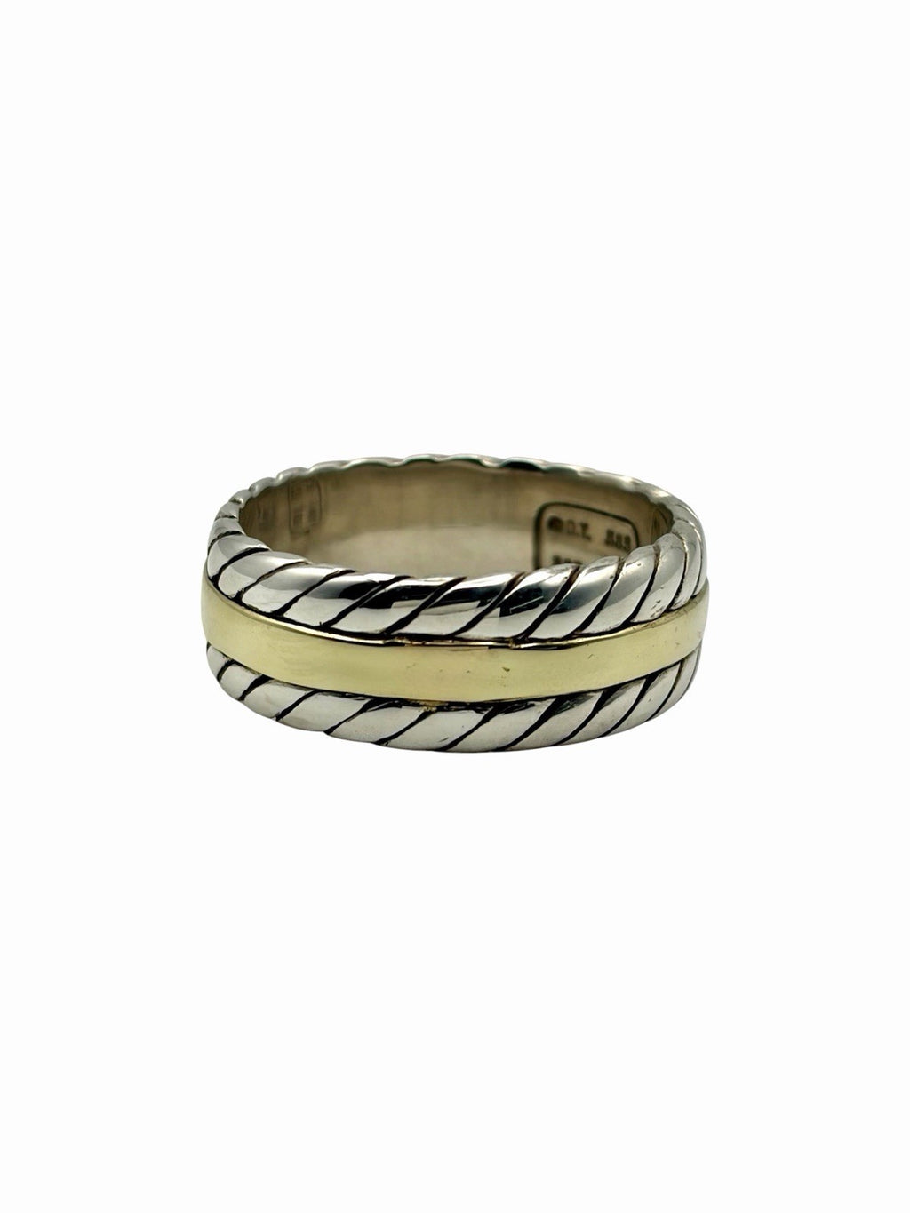 David Yurman Cable 8mm Band Men’s Ring 925 Sterling Silver 14K Gold Size 9.5