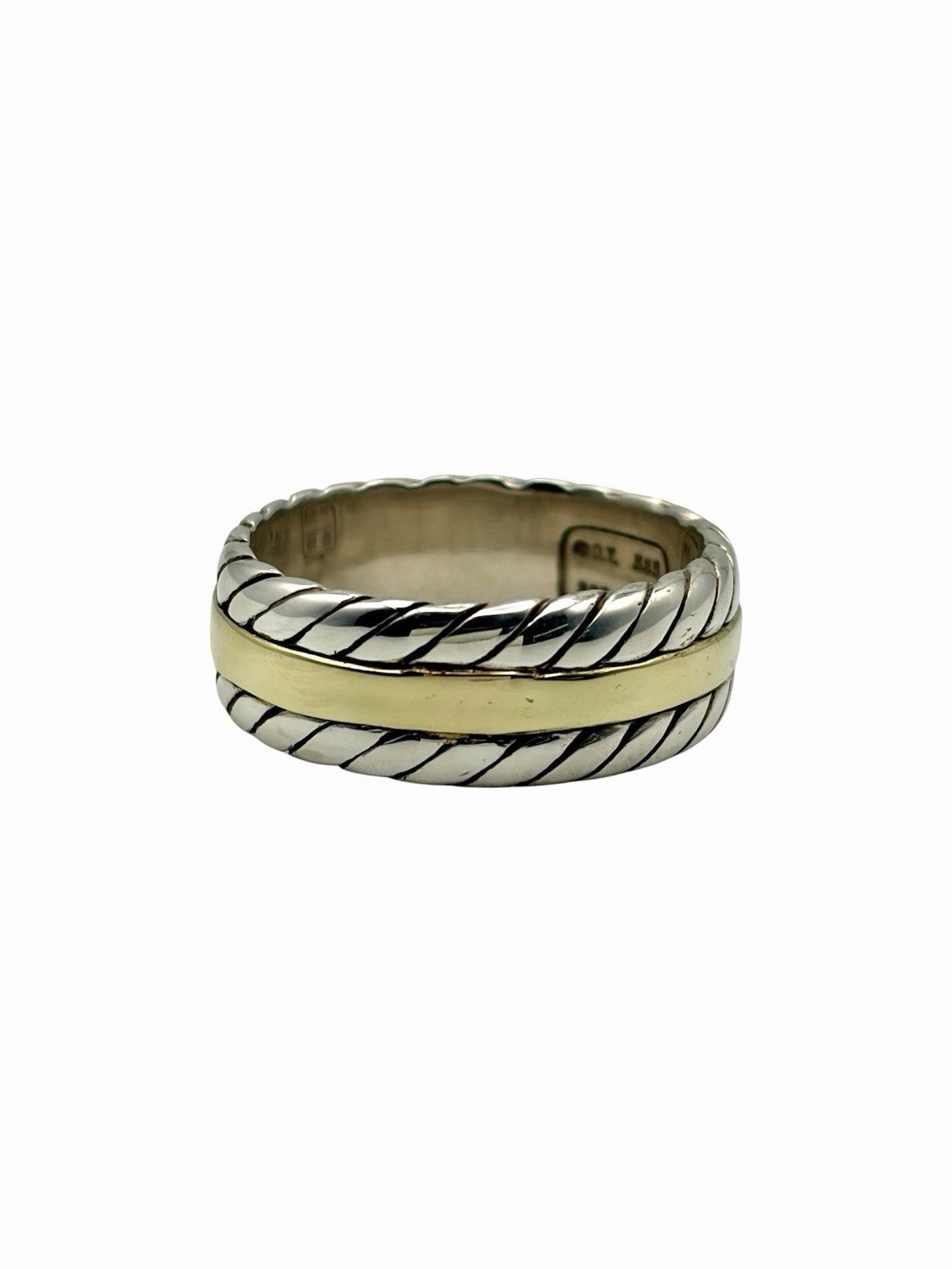 David Yurman Cable 8mm Band Men’s Ring 925 Sterling Silver 14K Gold Size 9.5
