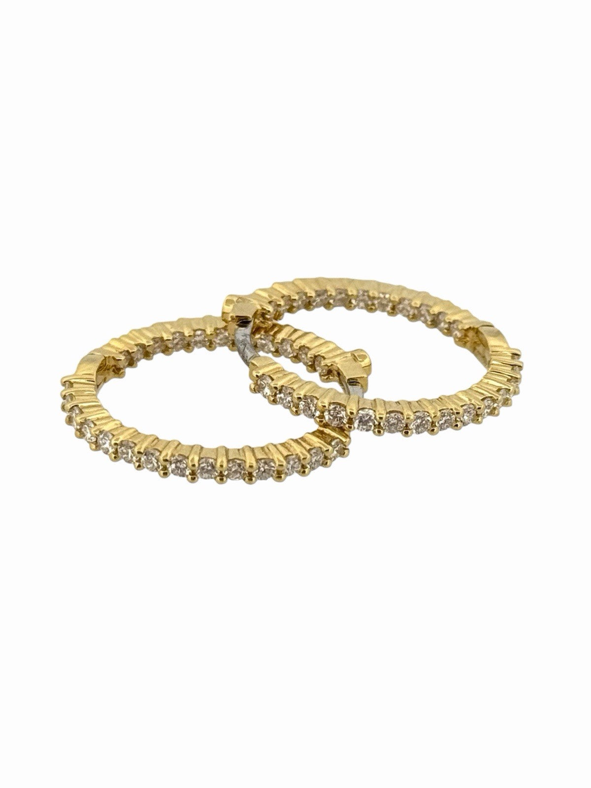 Roberto Coin Inside Out Natural Diamond Hoop Earrings 18K Yellow Gold 1 CTW VS+