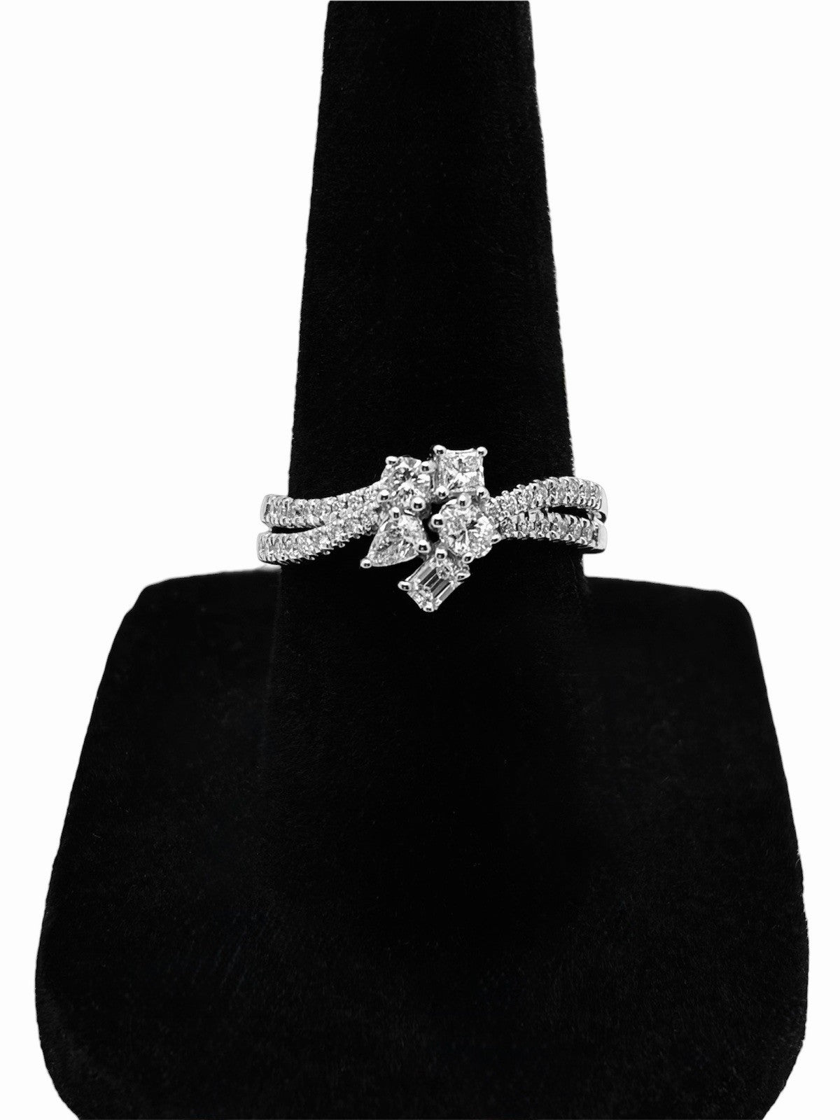 10K White Gold Natural Diamond Cluster Split Shank Ring 0.50 CTW Size 6