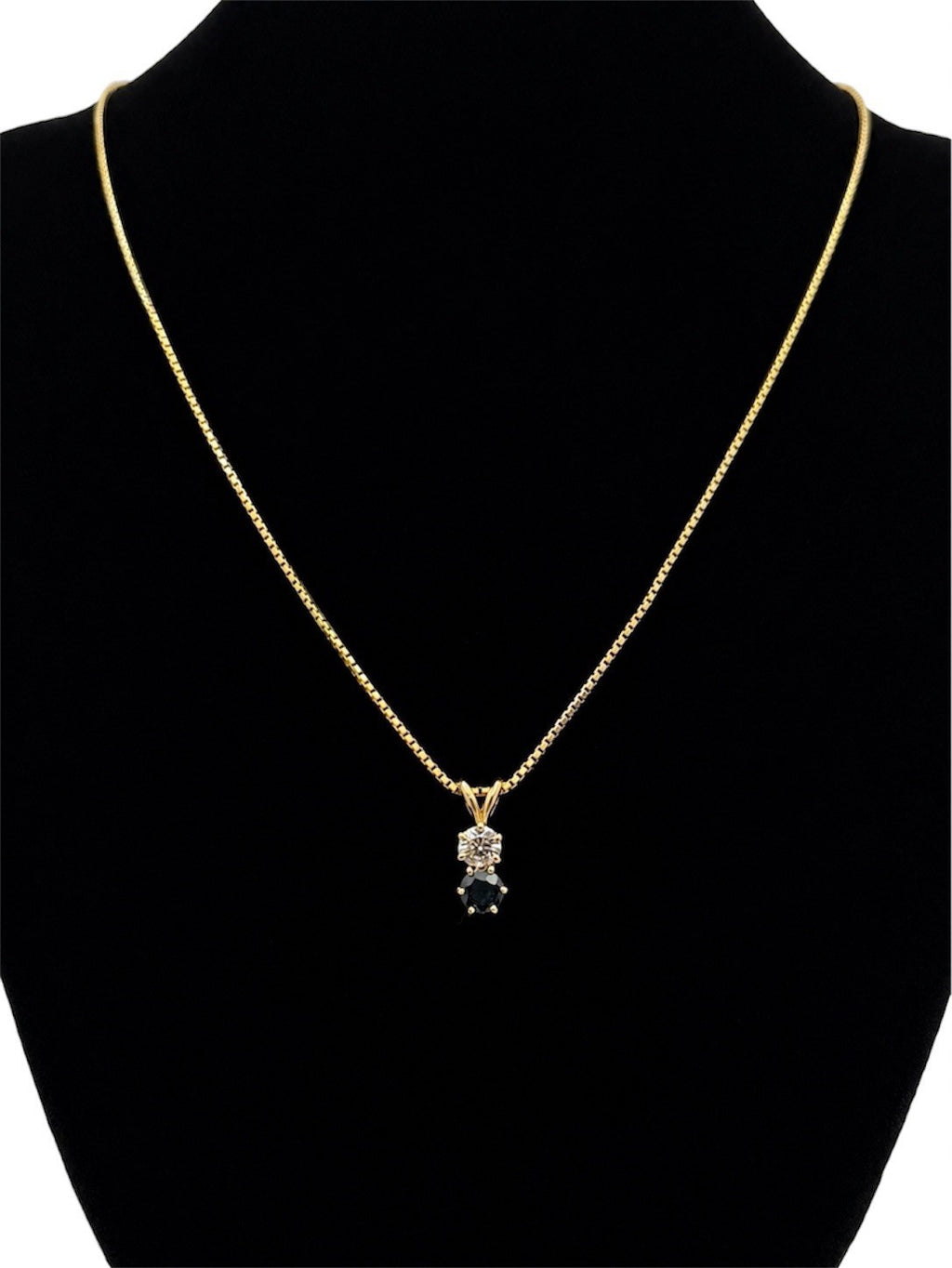 14K Gold Natural Diamond & Blue Sapphire Necklace Earrings Set 16” - Very Nice!