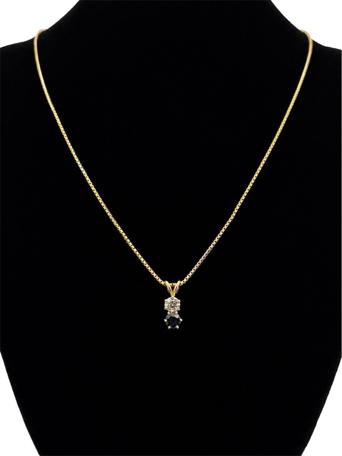 14K Gold Natural Diamond & Blue Sapphire Necklace Earrings Set 16” - Very Nice!