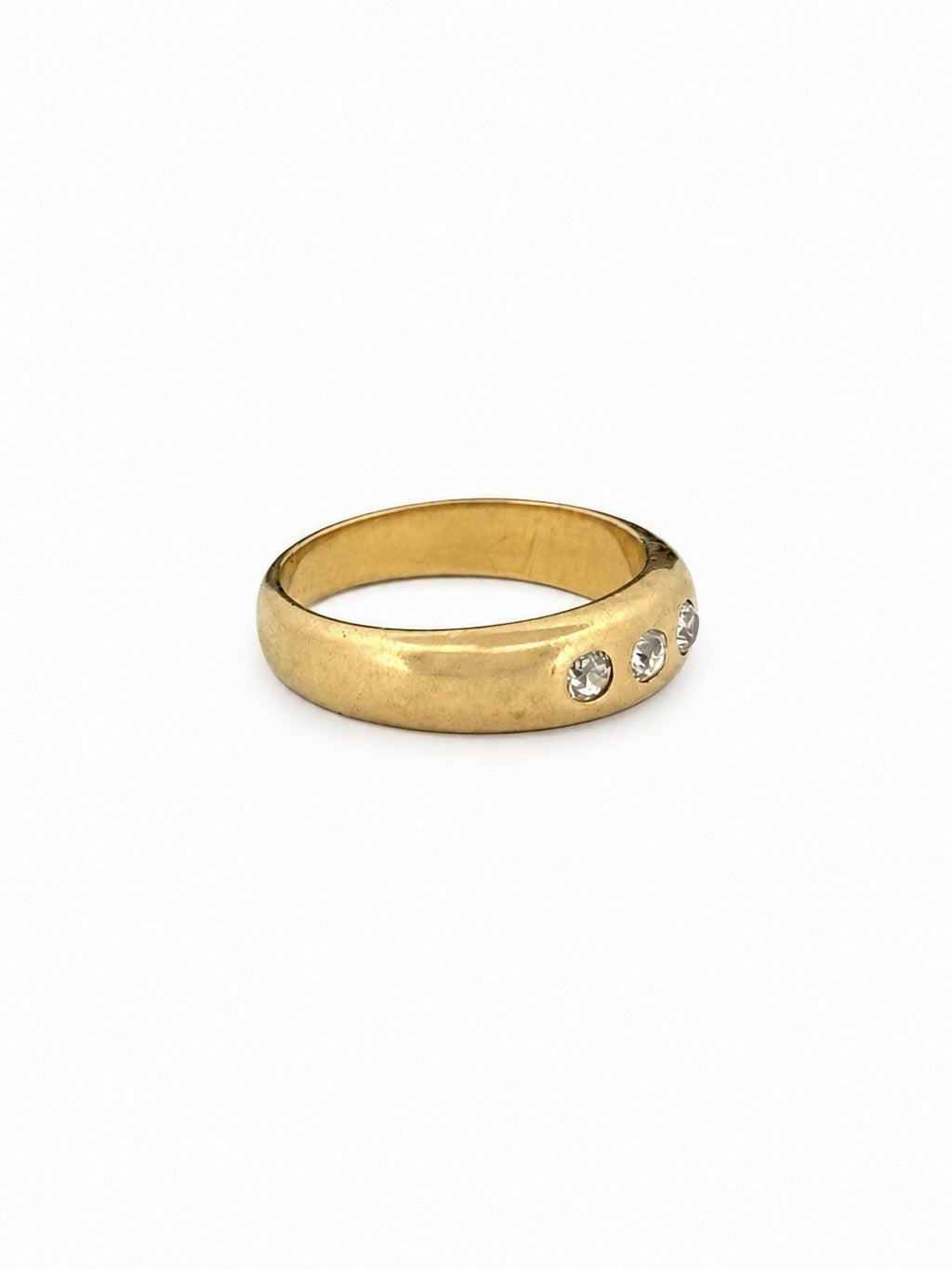 Antique Tiffany & Co 18K Gold 3 Stone Diamond Ring Old Mine Cut Gypsy Set Size 2
