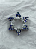 14K White Gold Star of David Pendant Lab Diamond & Blue Sapphire 1/2 CTW