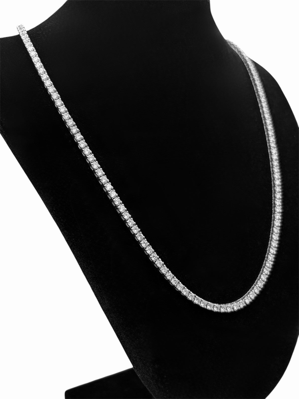 14K White Gold VS+ Lab Grown Diamond 11CT Tennis Chain Necklace 20”