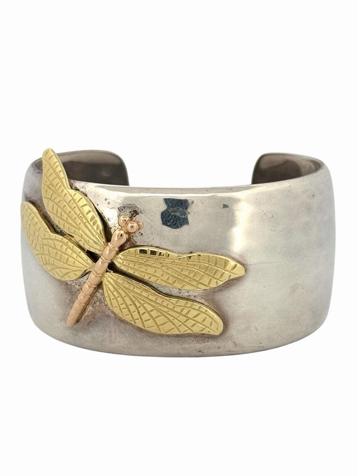 Tiffany & Co. Dragonfly Cuff Bracelet 925 Sterling Silver and 18K Gold Size 6”
