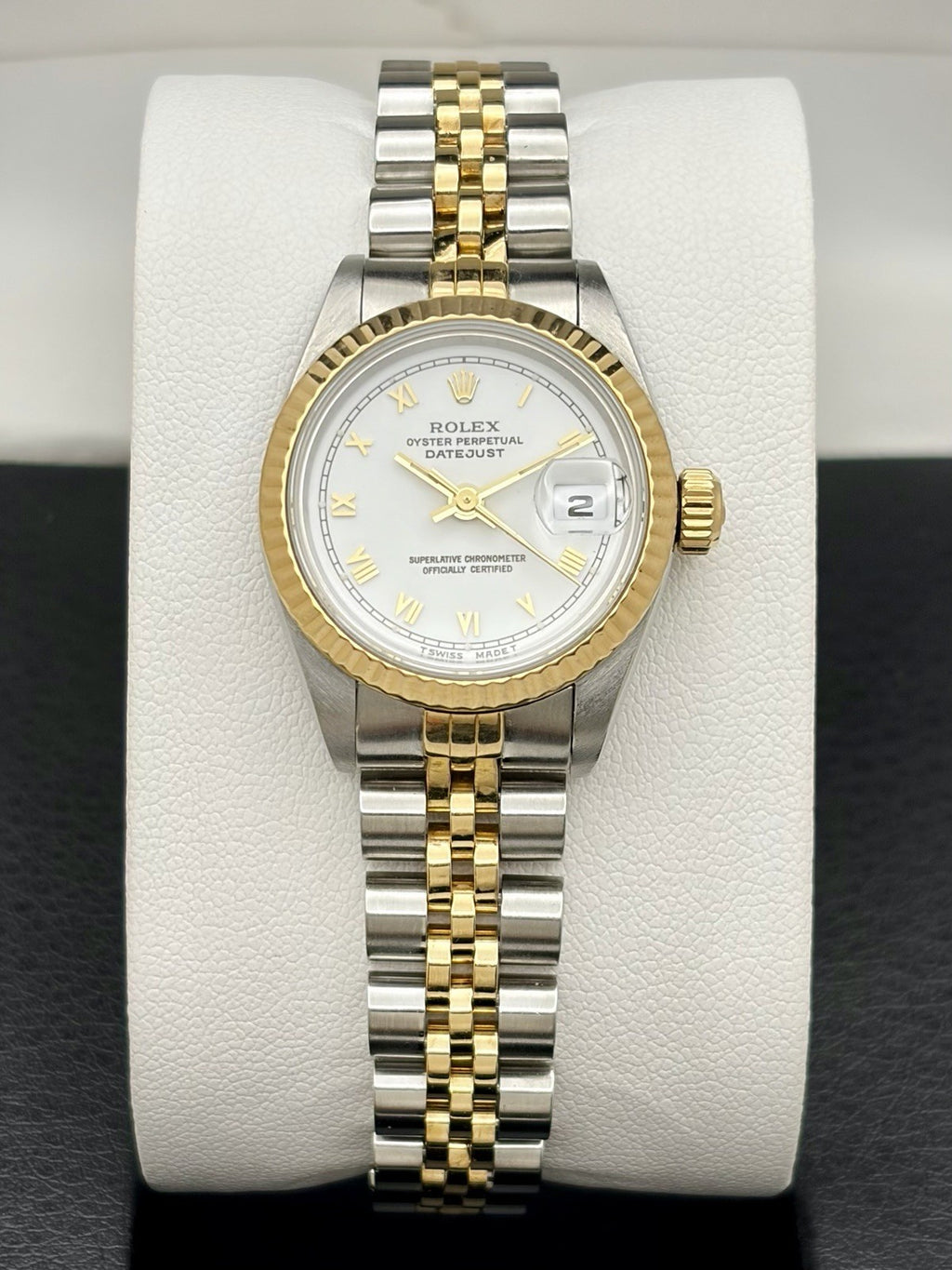 Rolex Datejust 69173 Two Tone White Roman Dial 26mm Ladies Watch, Very Nice!