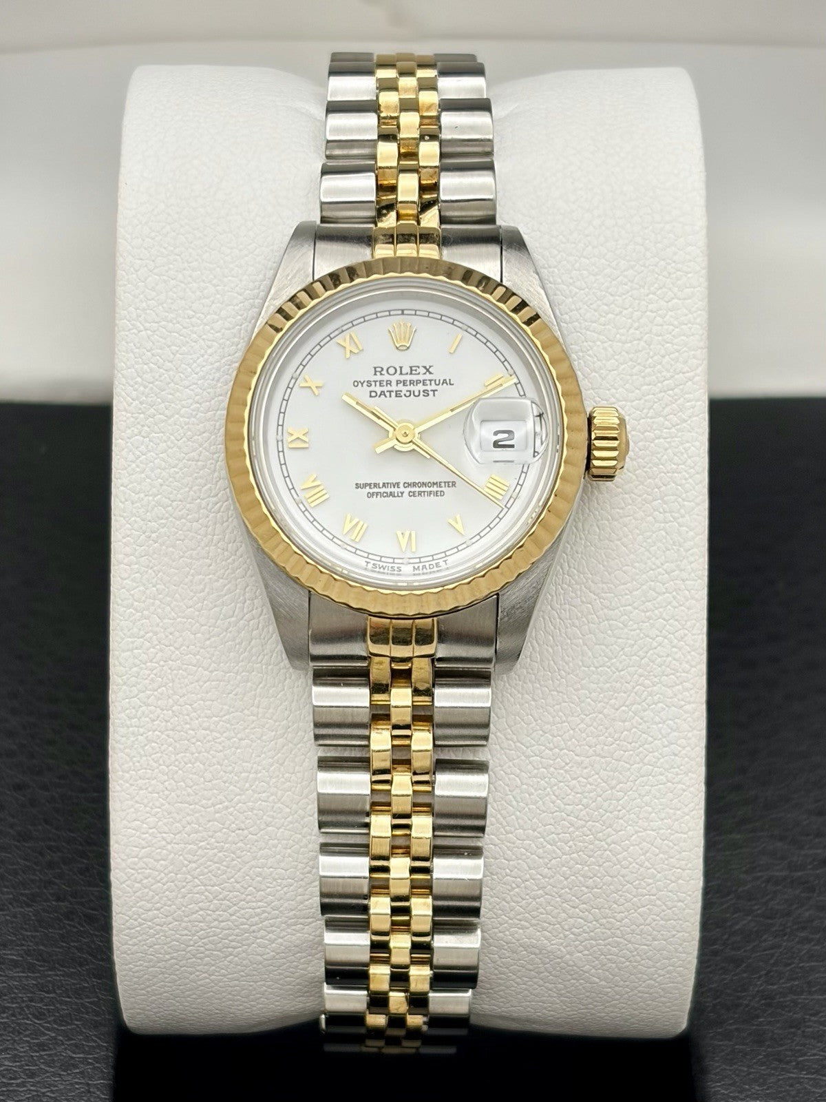 Rolex Datejust 69173 Two Tone White Roman Dial 26mm Ladies Watch, Very Nice!