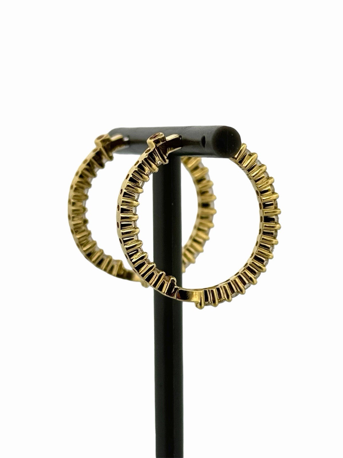 Roberto Coin Inside Out Natural Diamond Hoop Earrings 18K Yellow Gold 1 CTW VS+