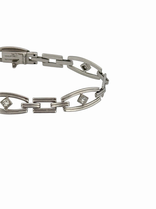 Vintage Tiffany & Co. Platinum Diamond Open Link Deco Style Bracelet 7.1”