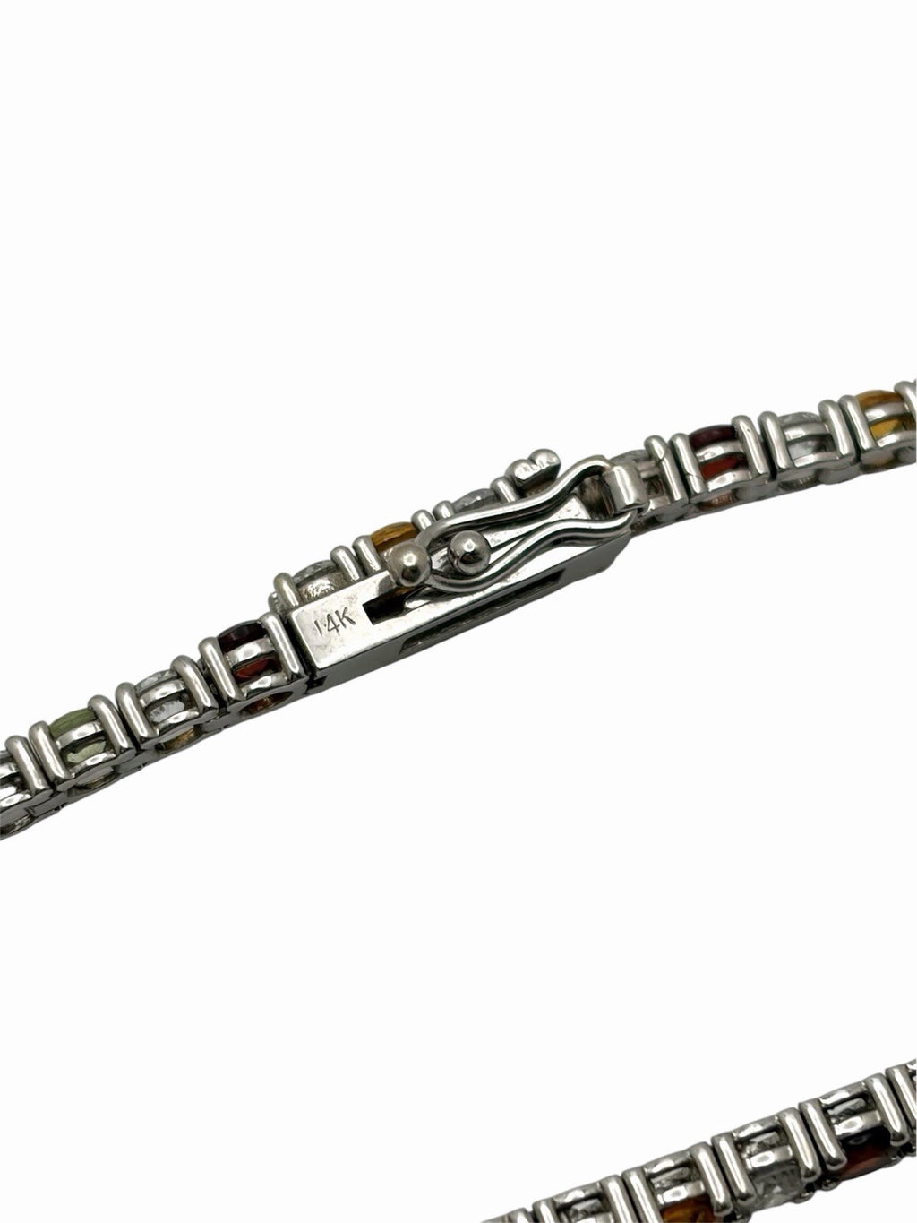 Solid 14K White Gold Lab Diamond & Multi Gemstone Tennis Bracelet 5CTW 7in