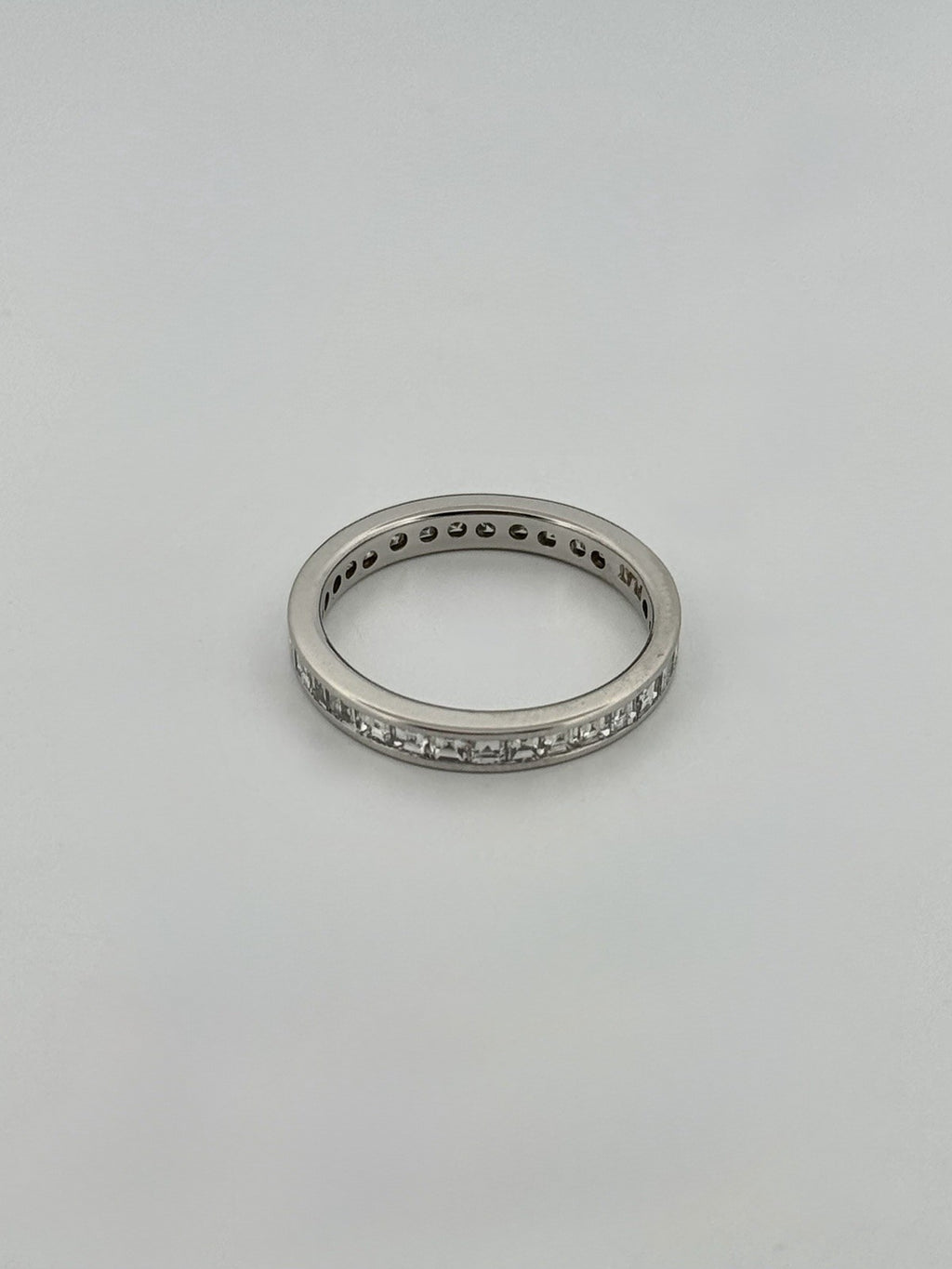 900 Platinum Natural Carré Cut Diamond Eternity Band Ring 1ctw Size 6