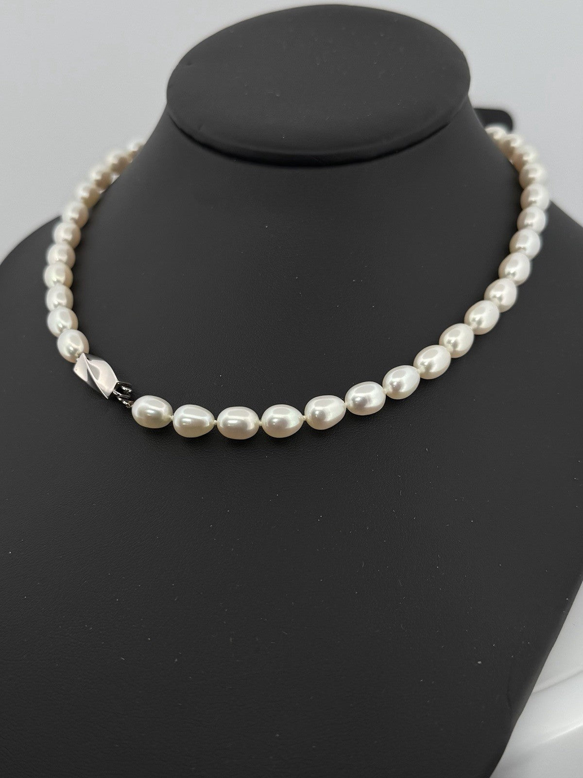 Tiffany & Co. Freshwater Pearl Necklace 925 Sterling Silver 16” 7mm, w/ Pouch
