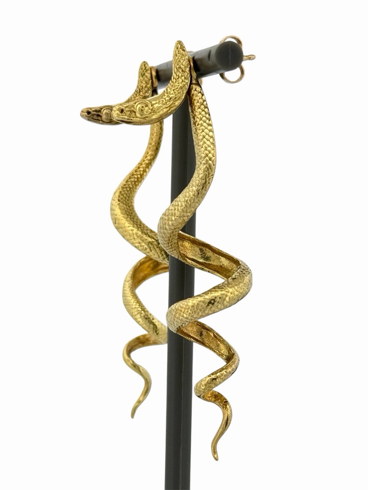 Vintage 14K Yellow Gold Snake Serpent Dangle Drop Earrings 2”