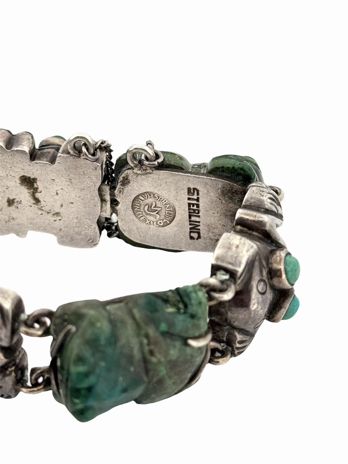 Vintage William Spratling Turquoise Frog Mexico Sterling Silver Bracelet 7.25”