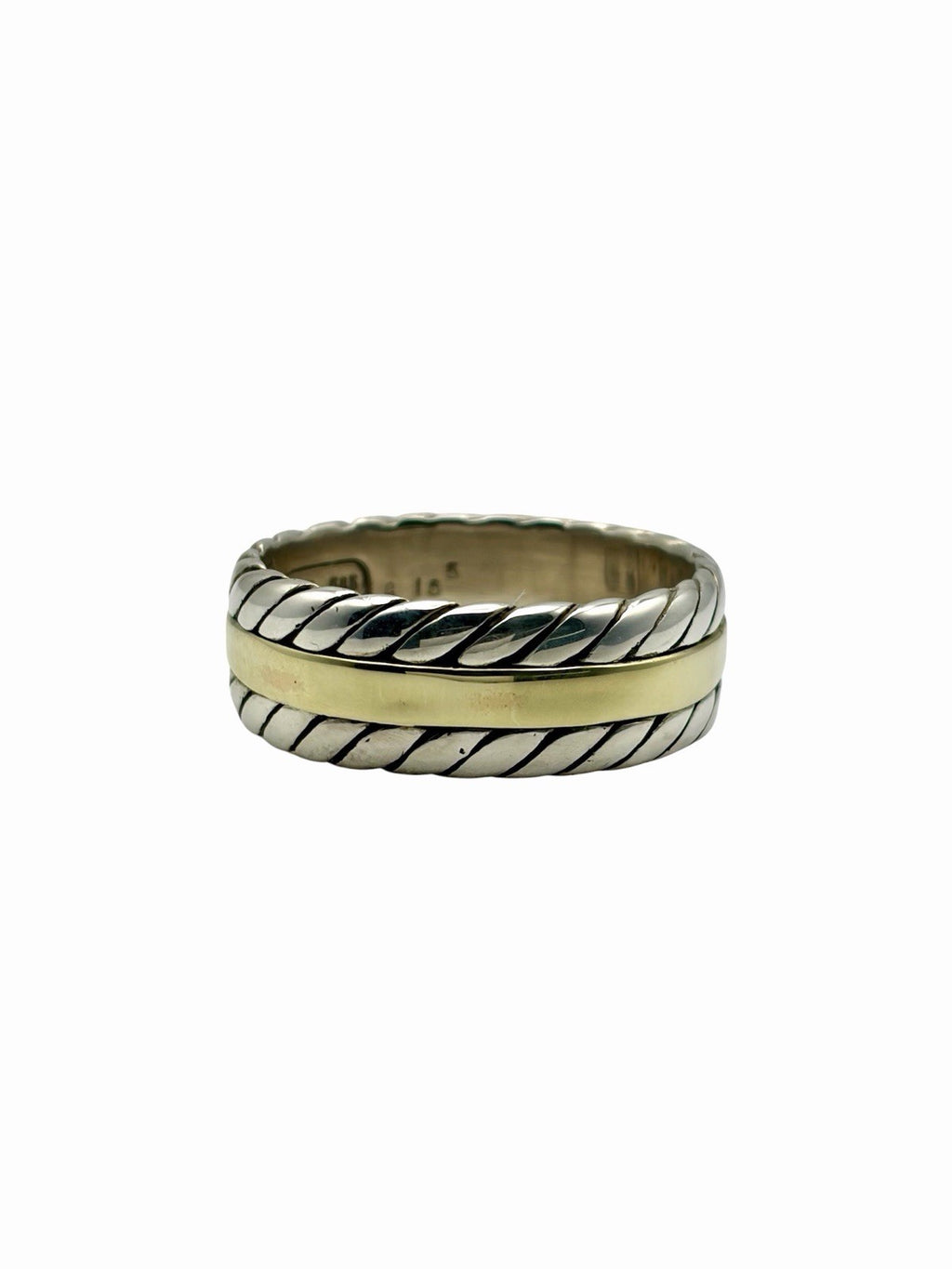 David Yurman Cable 8mm Band Men’s Ring 925 Sterling Silver 14K Gold Size 9.5