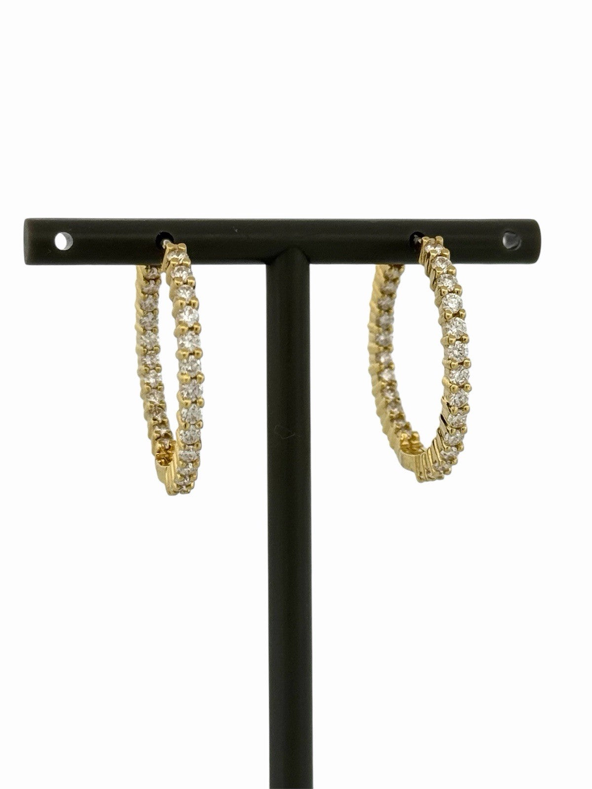 Roberto Coin Inside Out Natural Diamond Hoop Earrings 18K Yellow Gold 1 CTW VS+
