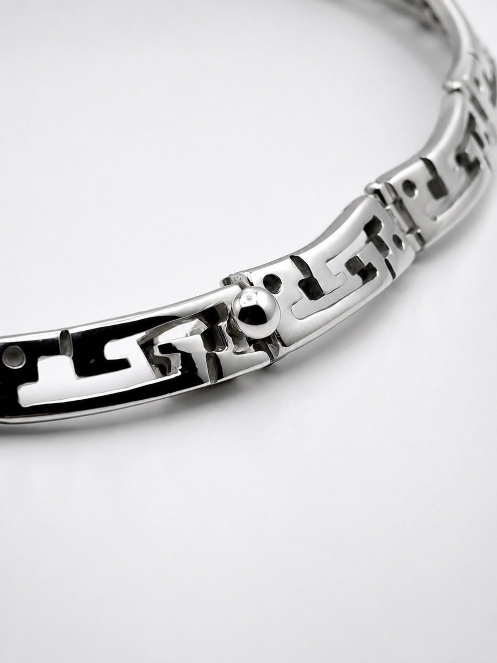 Vintage Mexico 925 Sterling Silver Greek Key Collar Choker Necklace 14in