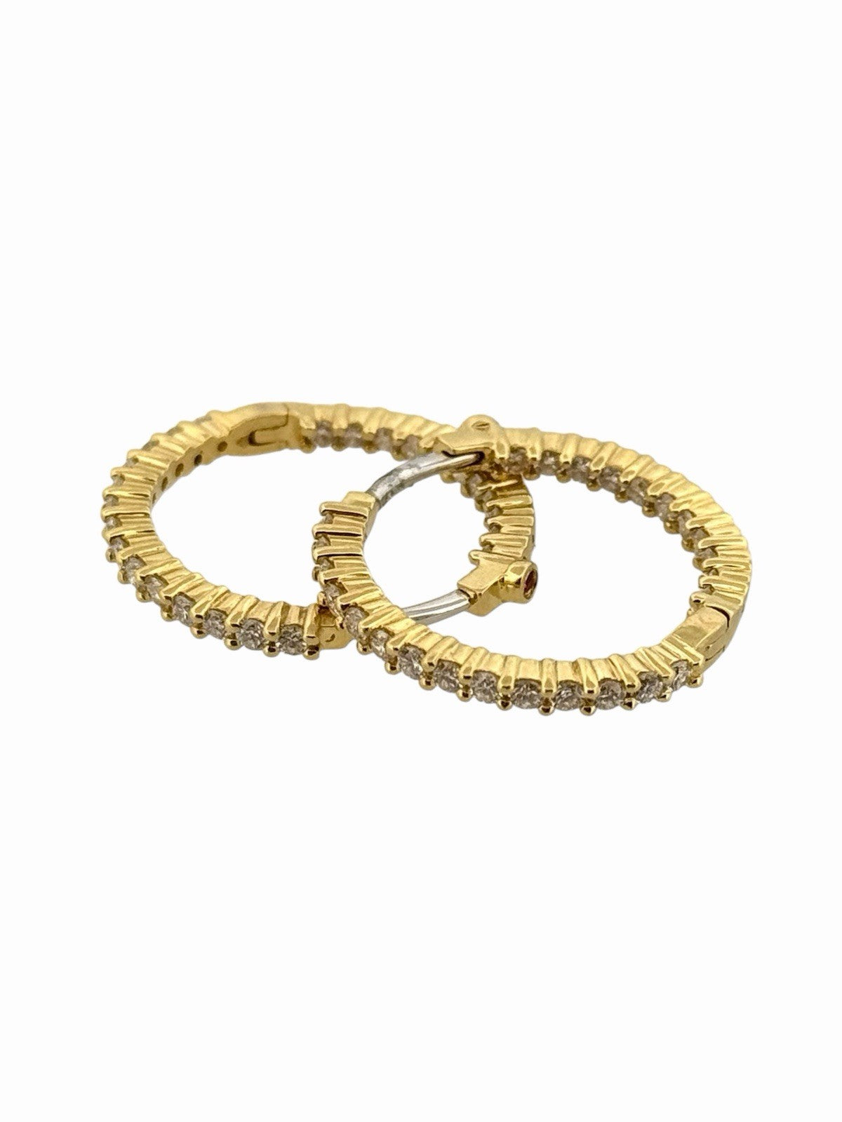 Roberto Coin Inside Out Natural Diamond Hoop Earrings 18K Yellow Gold 1 CTW VS+