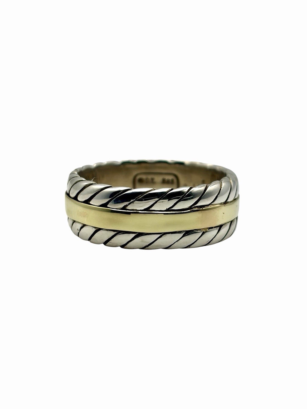 David Yurman Cable 8mm Band Men’s Ring 925 Sterling Silver 14K Gold Size 9.5