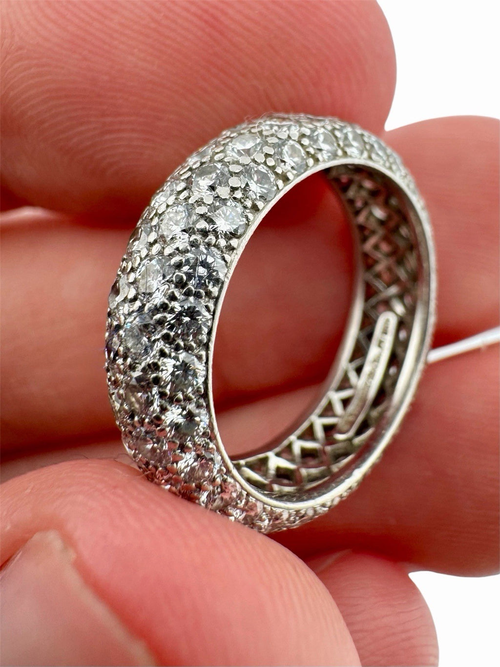 Tiffany & Co. Etoile 4-Row Diamond Band PT950 Platinum Size 5.5 w/ Box