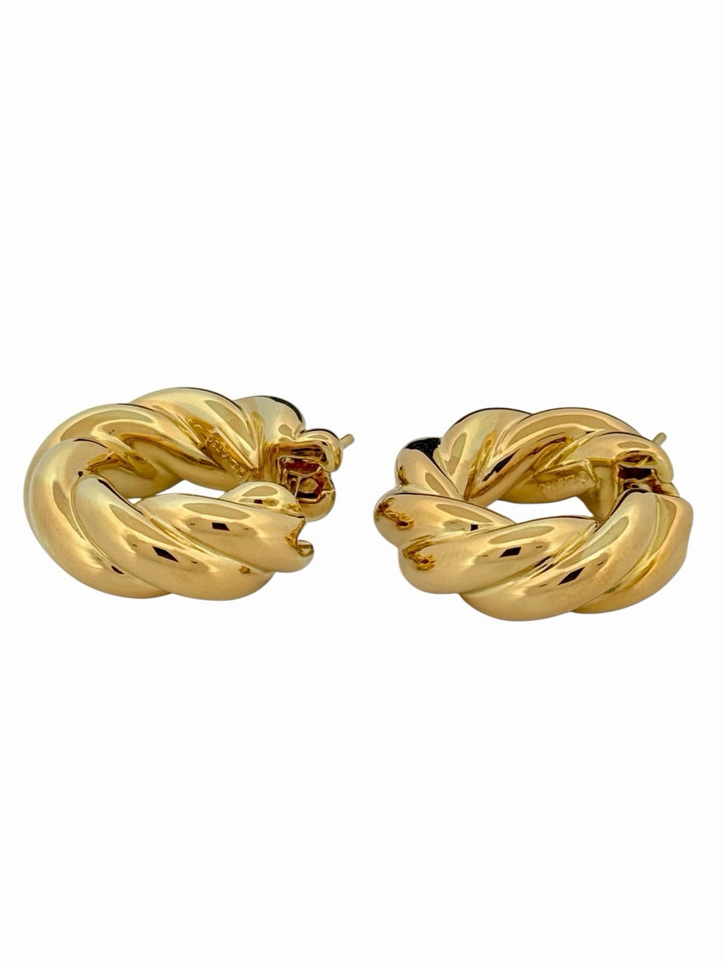 David Yurman Sculpted Cable Hoop Earrings 18K Yellow Gold 24mm