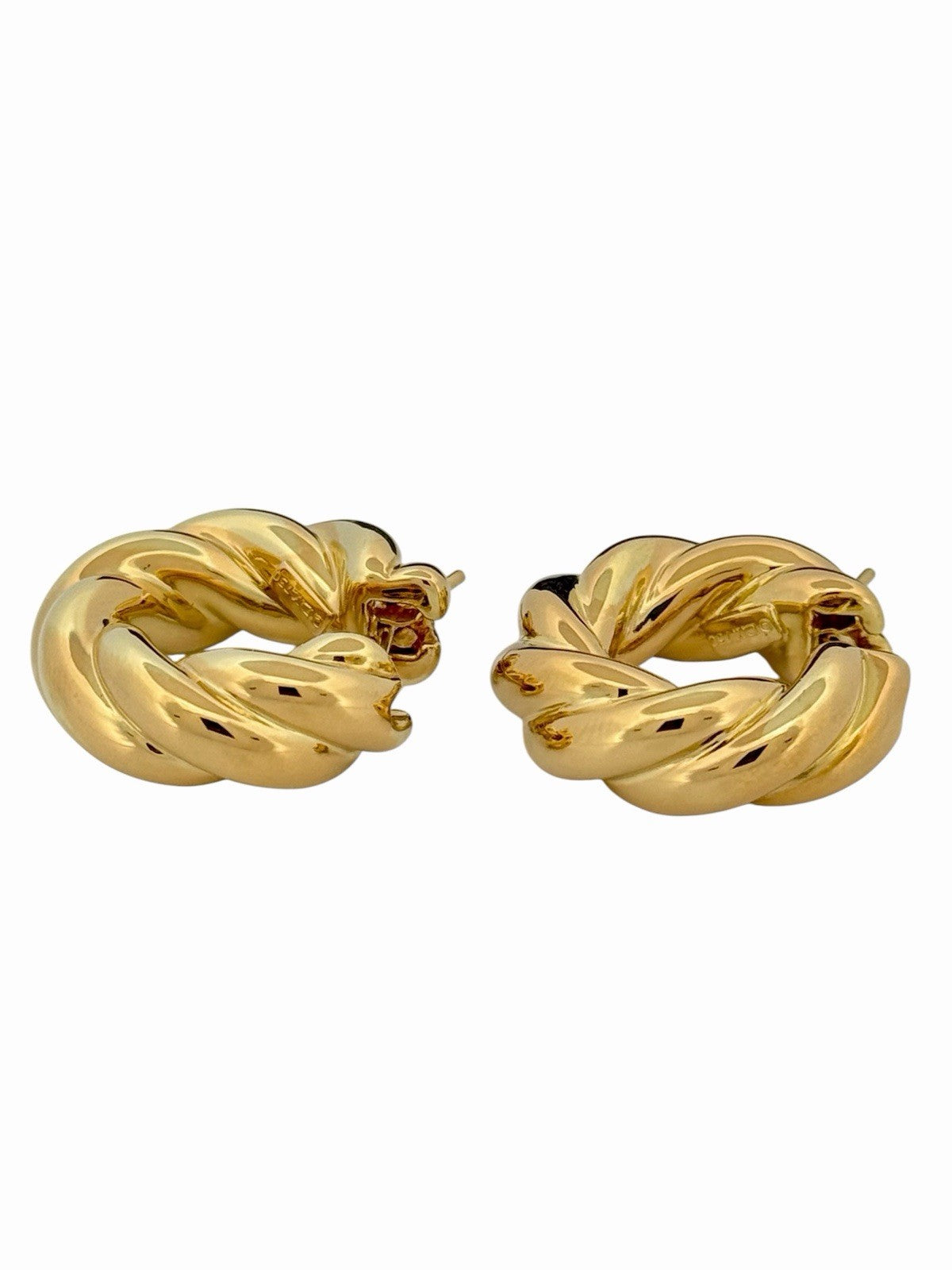 David Yurman Sculpted Cable Hoop Earrings 18K Yellow Gold 24mm